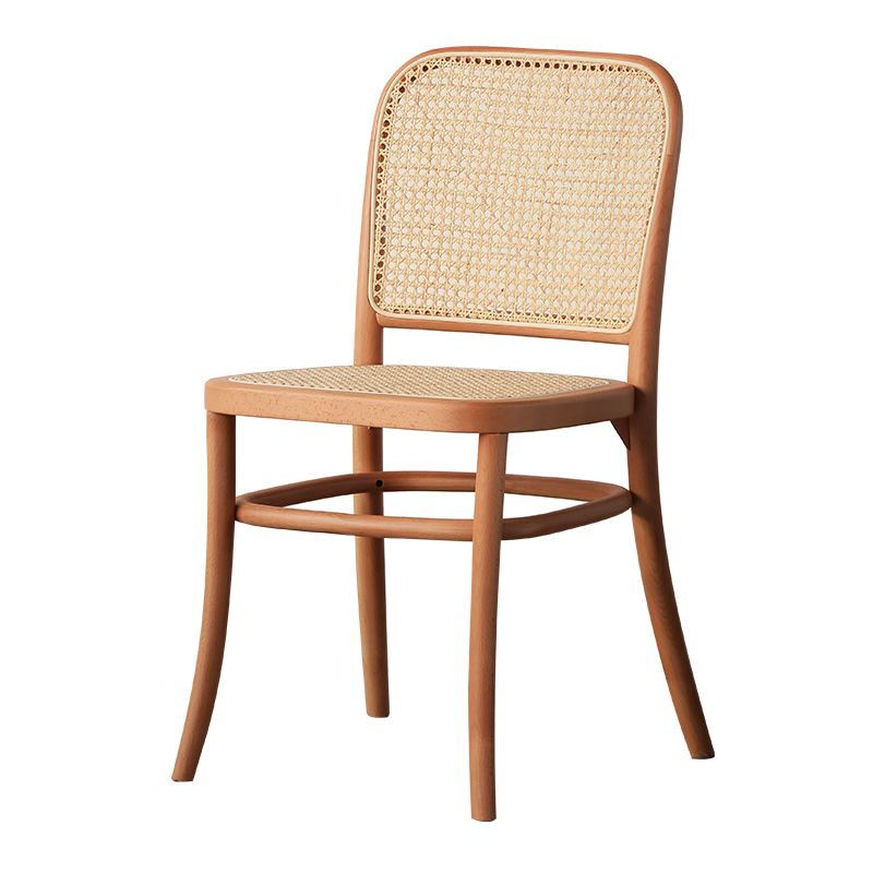 Solid wood rattan chair retro Nordic dining chair  Hoffman 8323#