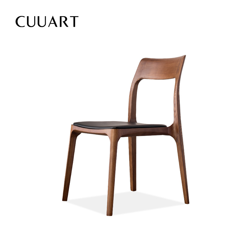 Nordic solid wood dining chair Modern simple household leather 219