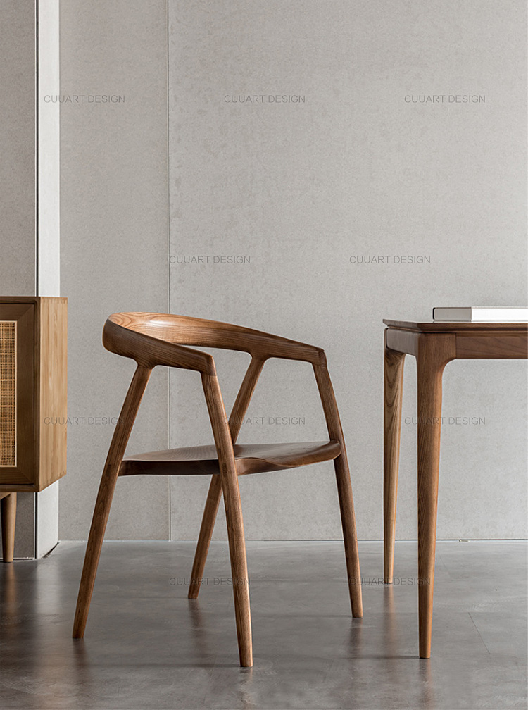 Nordic solid wood household designer backrest armrest restaurant dining chair 360